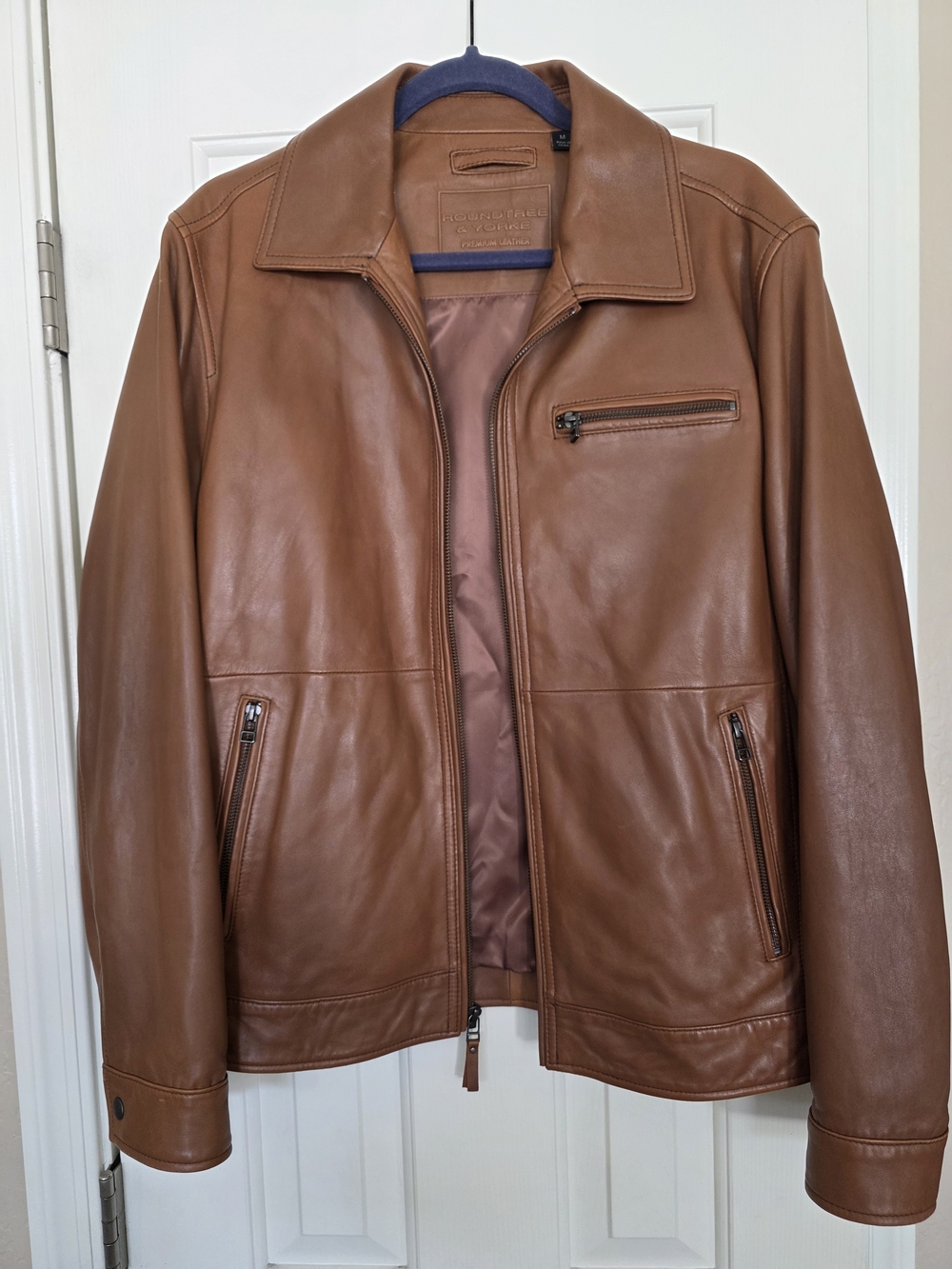 Roundtree & Yorke Brown Leather Jacket Size M